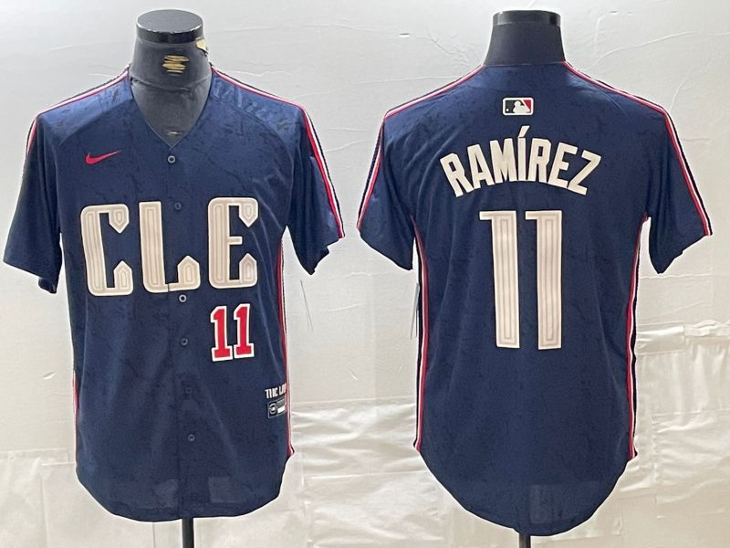Men Cleveland Indians #11 Ramirez Blue City Edition Nike 2024 MLB Jersey style 8->cleveland indians->MLB Jersey